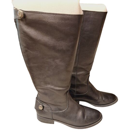 Arturo Chiang Black Riding Boots WOMENS SIZE 7M Leather Biker Minimalist Travel - Picture 3 of 10